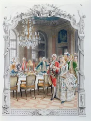 Elegantes Mahl während des 18. Jahrhunderts, Illustration aus 